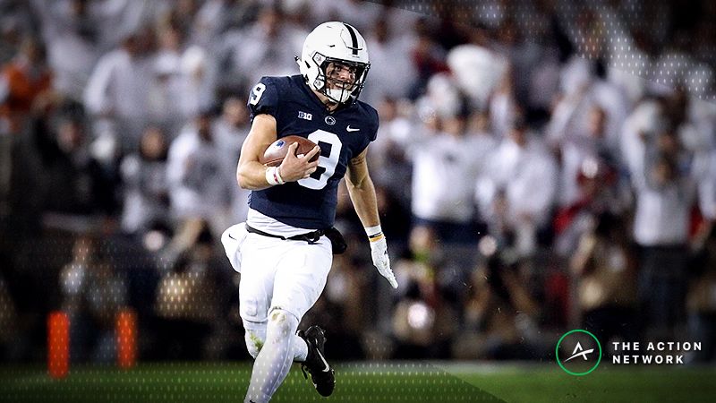 Penn State Nittany Lions quarterback Trace McSorley (9) runs with the ball during the first quarter against the Ohio State Buckeyes at Beaver Stadium.